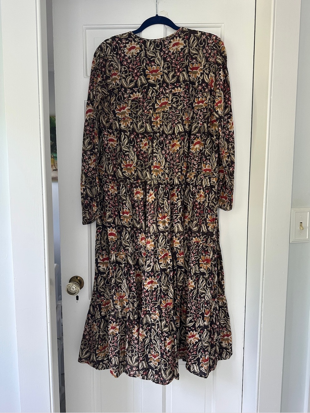 Anthropologie Maelu Designs Willow Midi Long Sleeve Floral Peasant Dress Size M - Picture 7 of 9